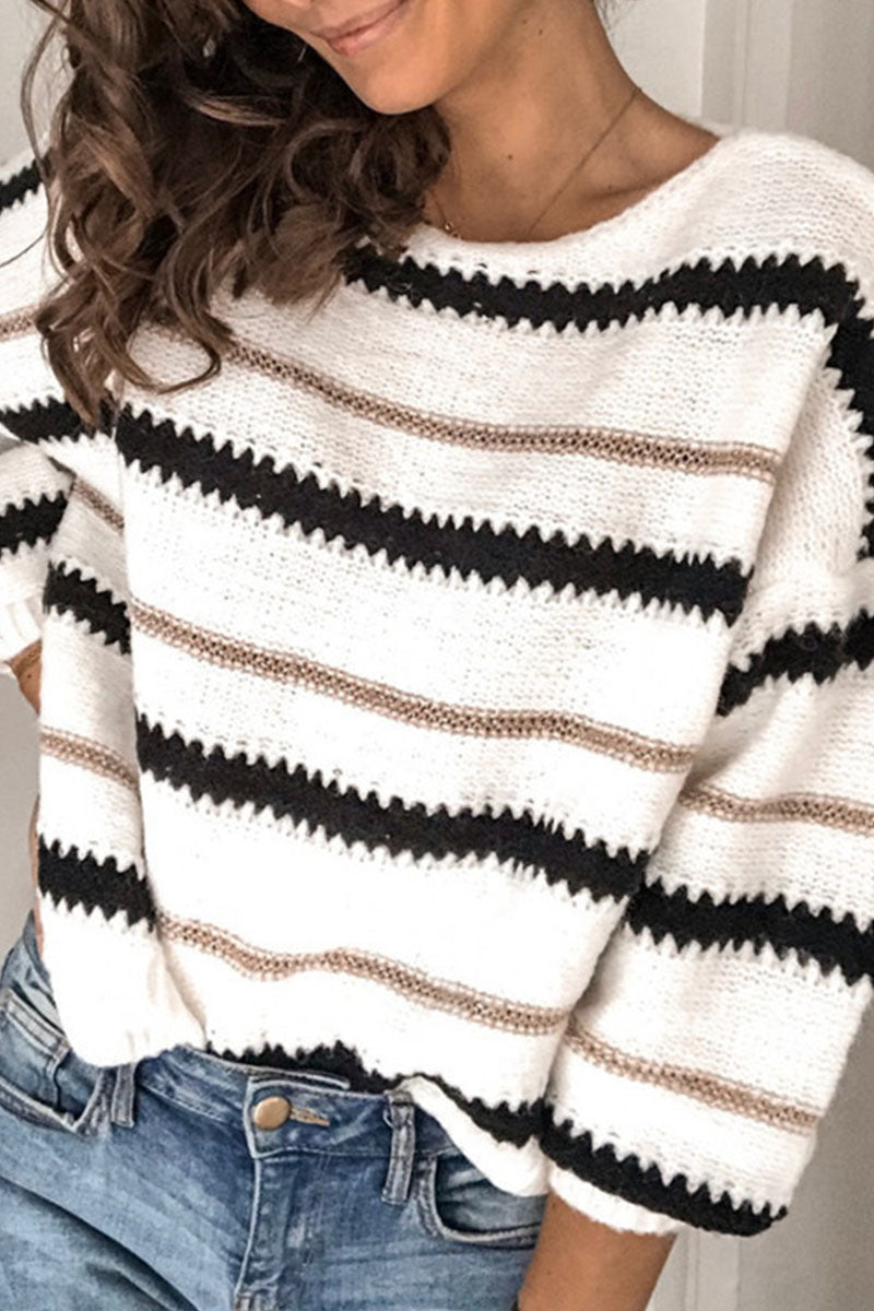 Mercedes® | Casualowy sweter w paski z okrągłym dekoltem.