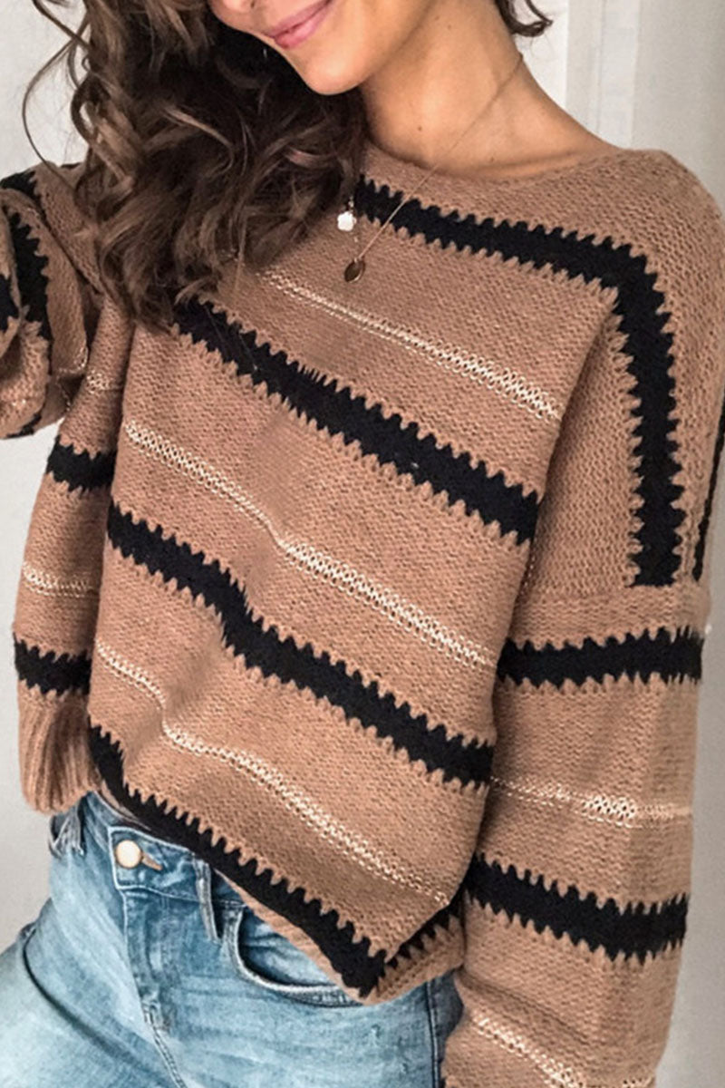 Mercedes® | Casualowy sweter w paski z okrągłym dekoltem.