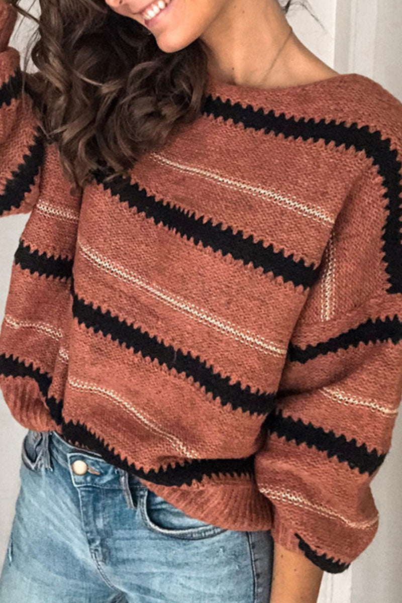 Mercedes® | Casualowy sweter w paski z okrągłym dekoltem.