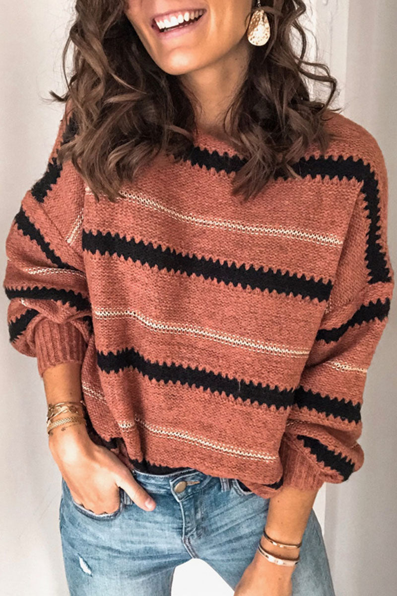 Mercedes® | Casualowy sweter w paski z okrągłym dekoltem.