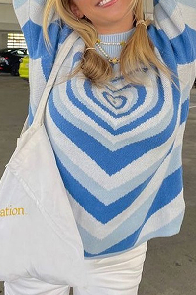 Aida® | Swobodny, patchworkowy, kontrastowy sweter z półgolfem w stylu ulicznym