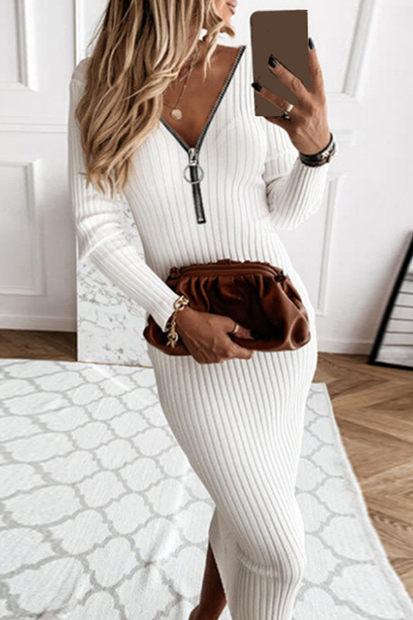 Miriam® | Modne, eleganckie, patchworkowe sukienki ołówkowe z solidną spódnicą, zapinane na zamek i dekolt w kształcie litery V