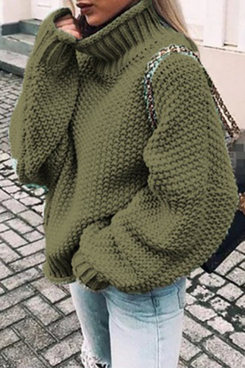 Dominika® | Modne, codzienne, solidne, patchworkowe swetry z golfem
