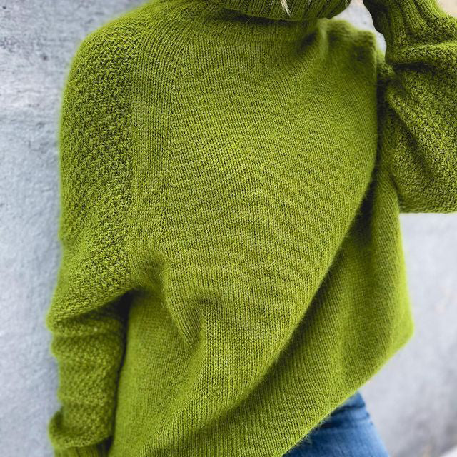 Oversizowy sweter z dzianiny z golfem Grass Green