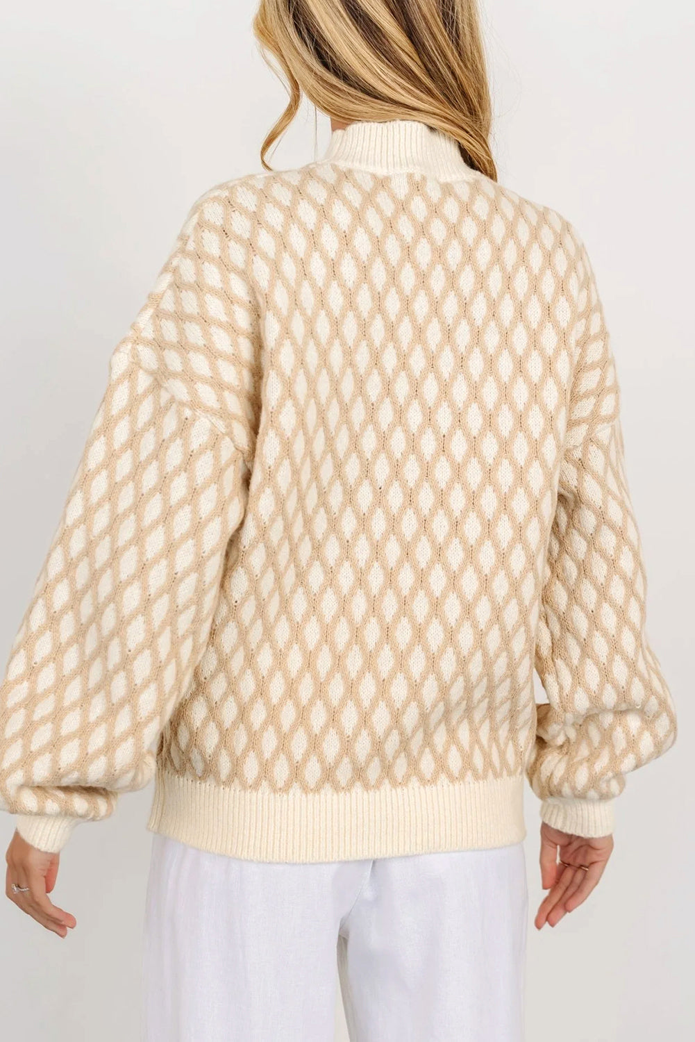 Miriam® | Sweter z długim rękawem, stójką i wzorem w romby