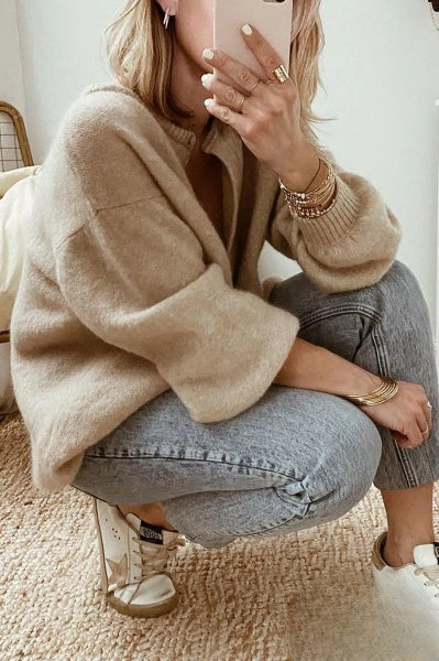 Mirella® | Klasyczny damski kardigan z okrągłym dekoltem