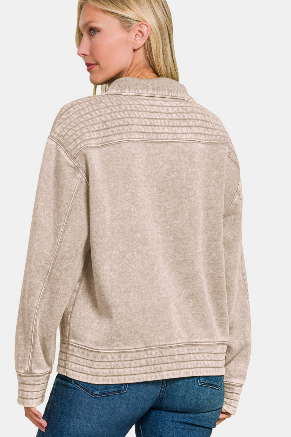 Adriana® | Bluza polarowa Zenana Acid Washed Half Snap