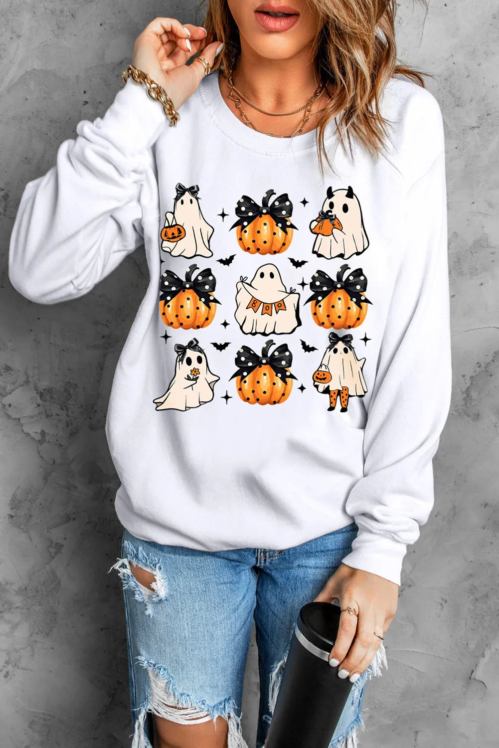 Milena® | Bluza z długim rękawem i okrągłym dekoltem Pumpkin & Ghost