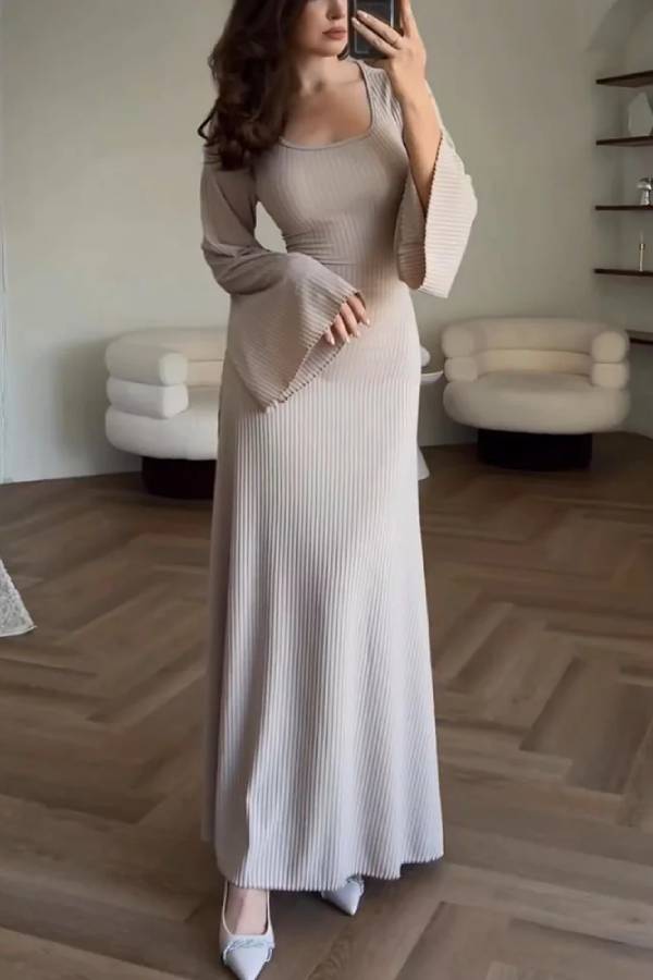 Alba® | Elegancka dzianinowa sukienka z wiązanym paskiem