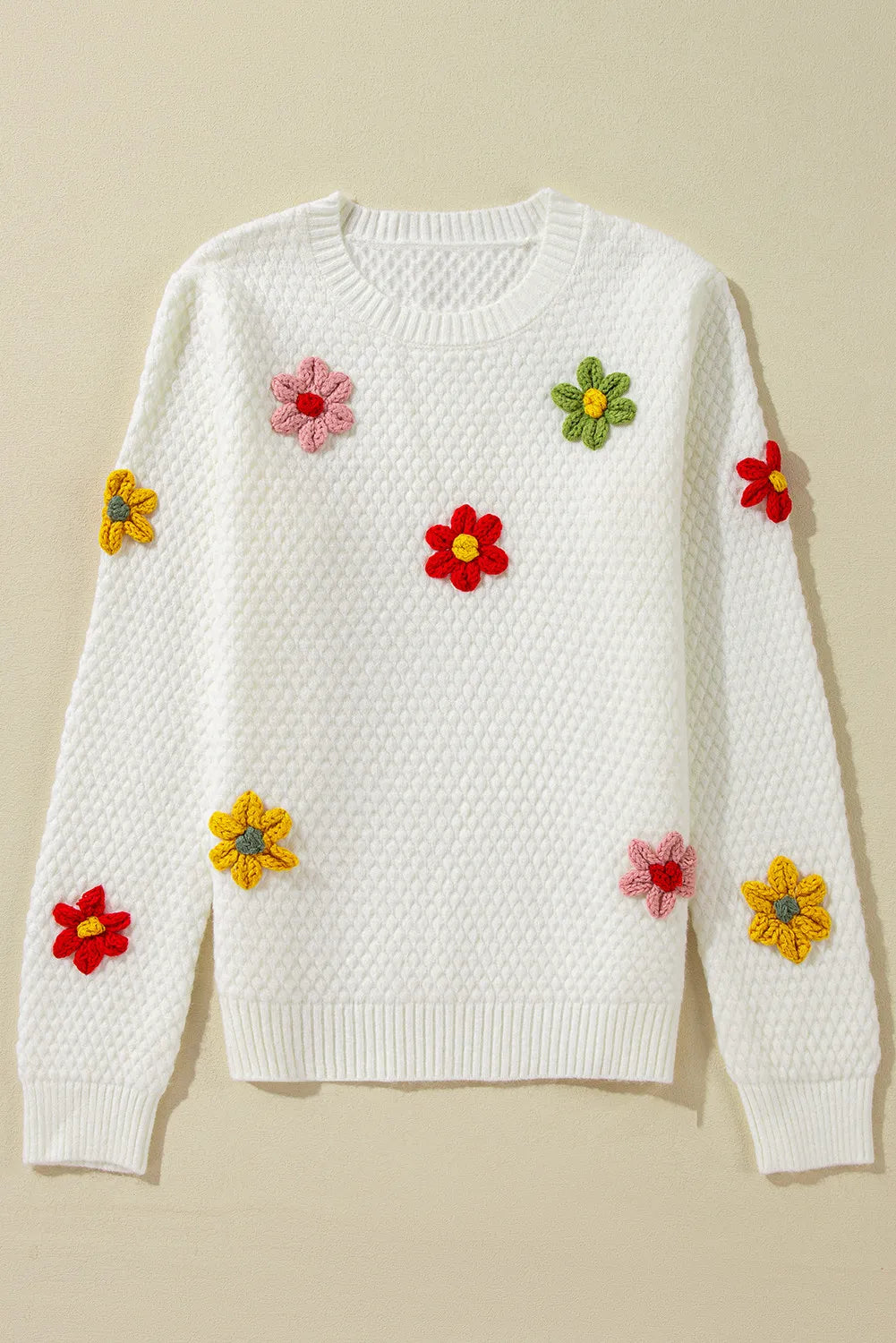 Mia® | Sweter z szydełkowanym kwiatowym dekoltem