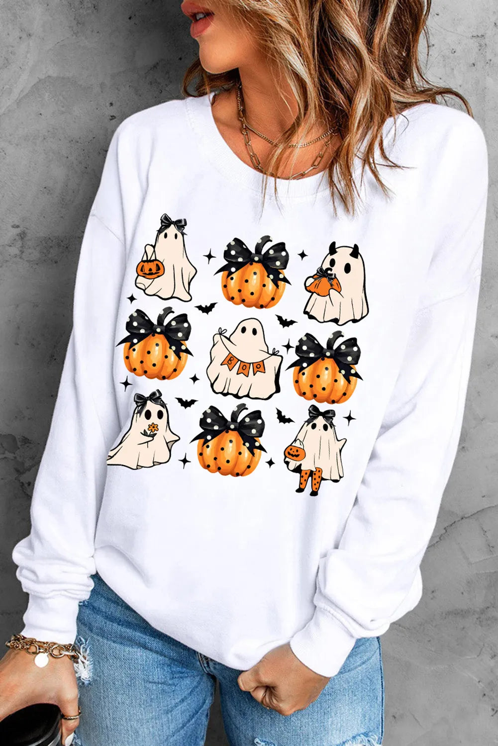 Milena® | Bluza z długim rękawem i okrągłym dekoltem Pumpkin & Ghost