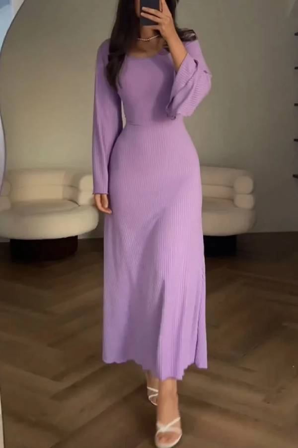 Alba® | Elegancka dzianinowa sukienka z wiązanym paskiem