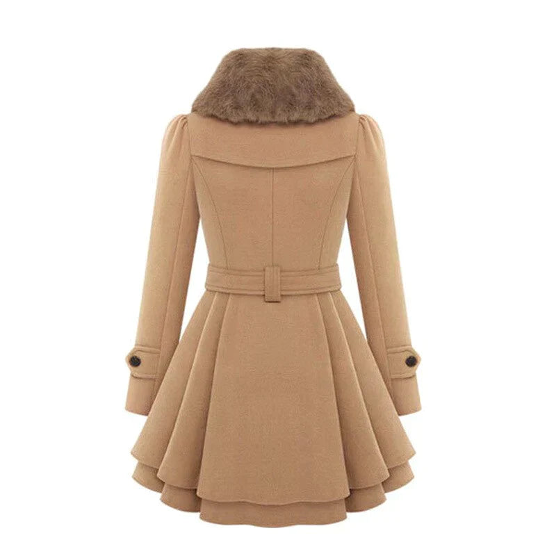 Alana® | Elegancki trencz z wegańskim futerkiem