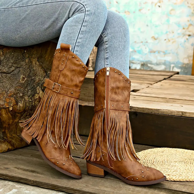 Alejandra® | Solidne kowbojskie buty na grubym obcasie