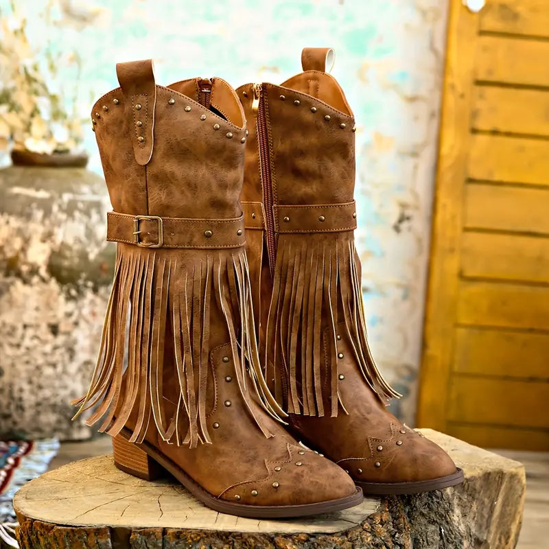 Alejandra® | Solidne kowbojskie buty na grubym obcasie