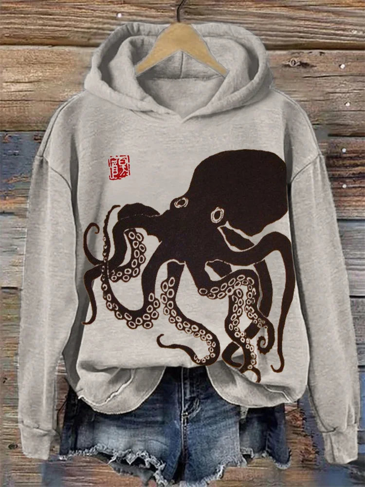 Japońska bluza z kapturem Lino Art Octopus