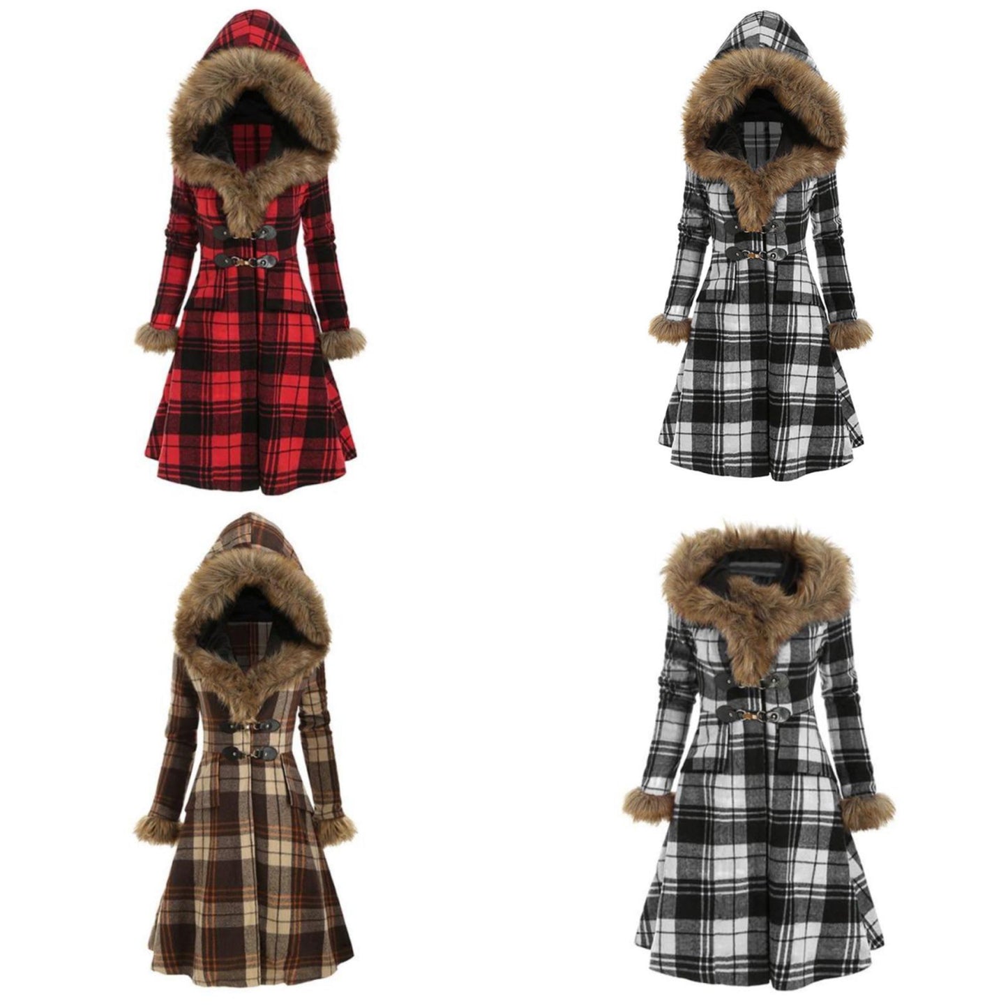 Mireya® | Długi płaszcz w kratkę