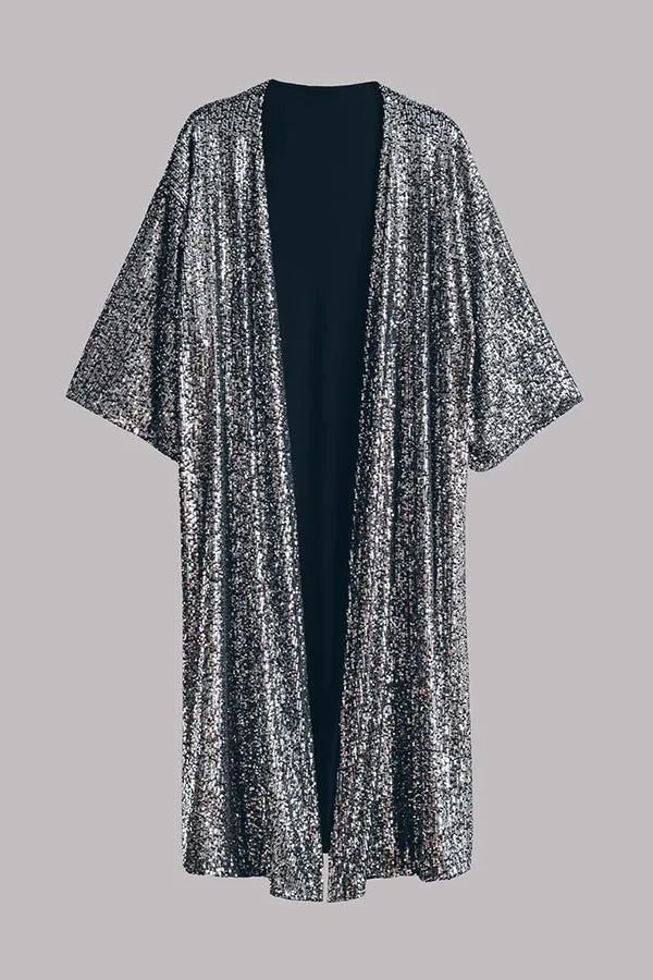 Kimono z cekinowymi rękawami w stylu disco glamour