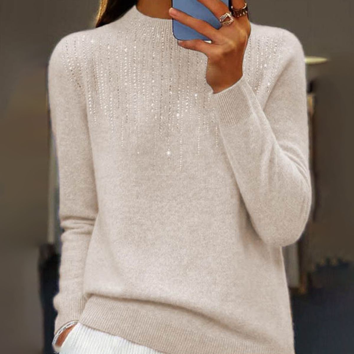 Martina - Popularny Sweter z Długim Rękawem i Okrągłym Dekoltem