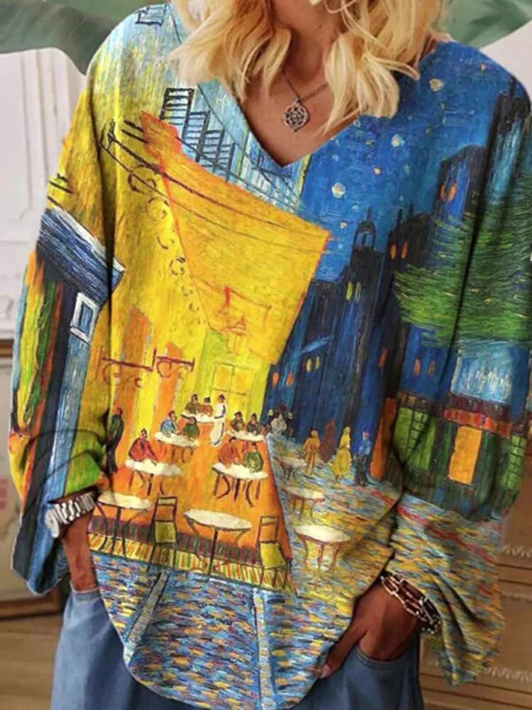 T-shirt Van Gogh Art o luźnym kroju