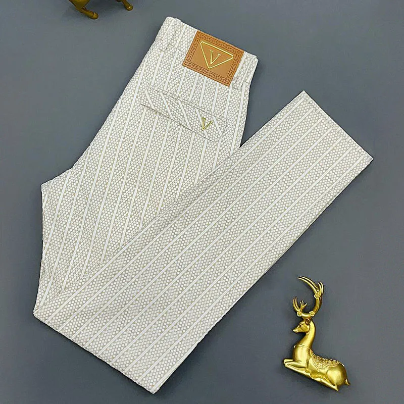 Coolflex printease męskie spodnie casual z jedwabiu lodowego