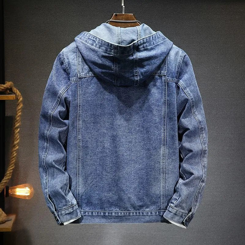 Męska kurtka jeansowa Fred z kapturem w stylu vintage