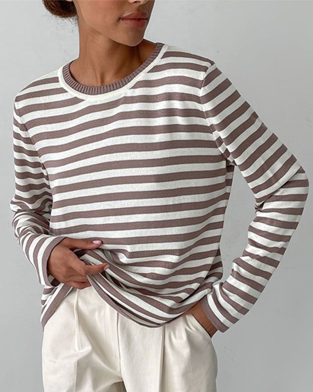 Mireya® | Damska bluzka z długim rękawem w paski