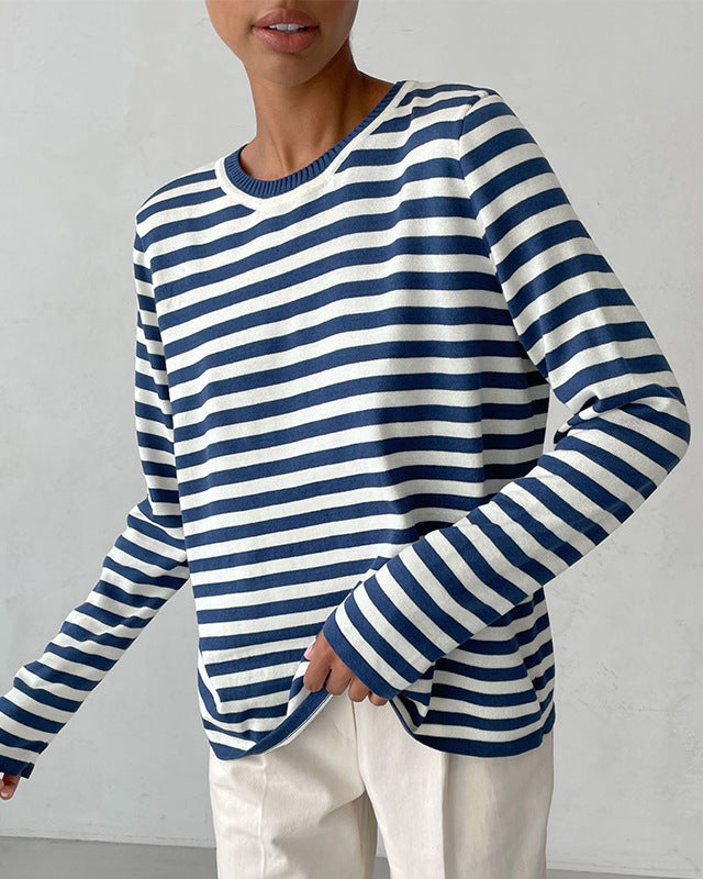 Mireya® | Damska bluzka z długim rękawem w paski