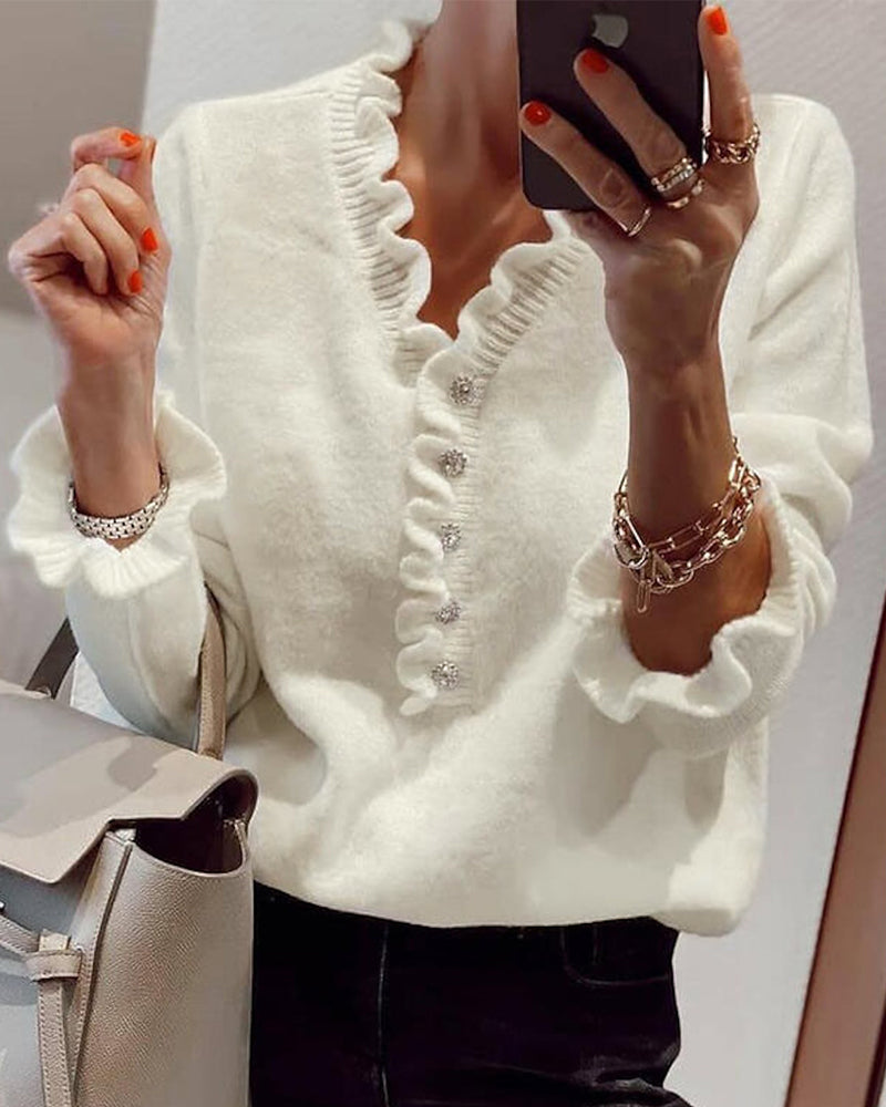 Alessandra® | Elegancki sweterek z falbaną