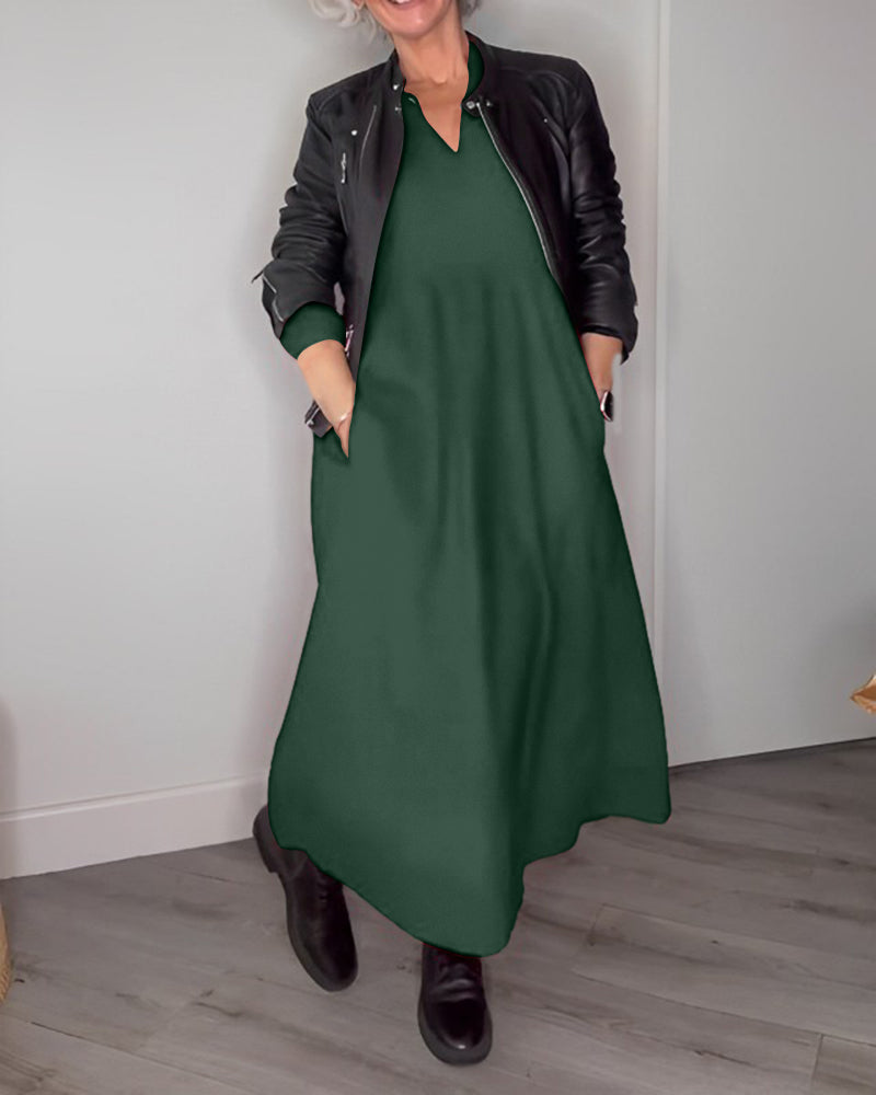 Abril® | Elegancka długa sukienka z kieszeniami