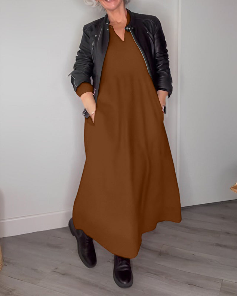 Abril® | Elegancka długa sukienka z kieszeniami