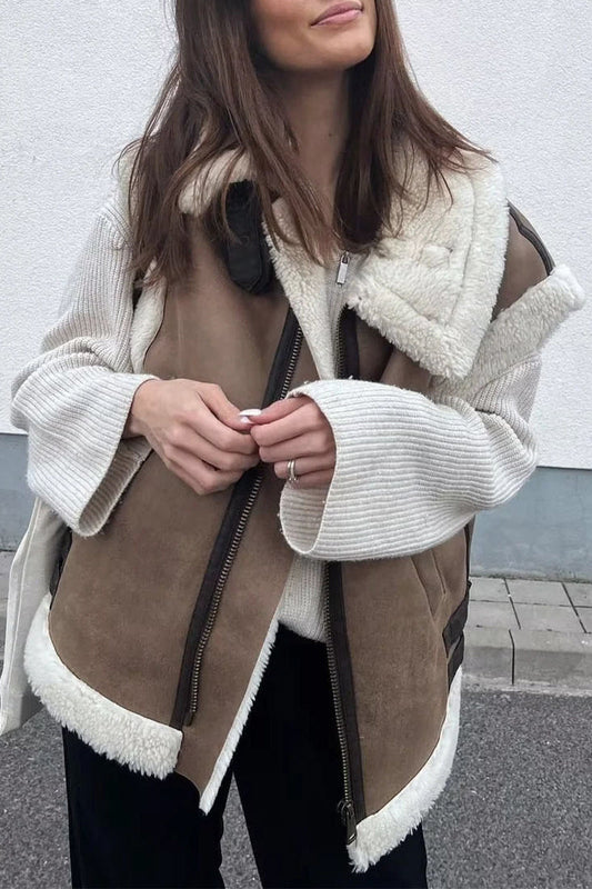 Micaela® | Casualowe, solidne, patchworkowe topy z wykładanym kołnierzem