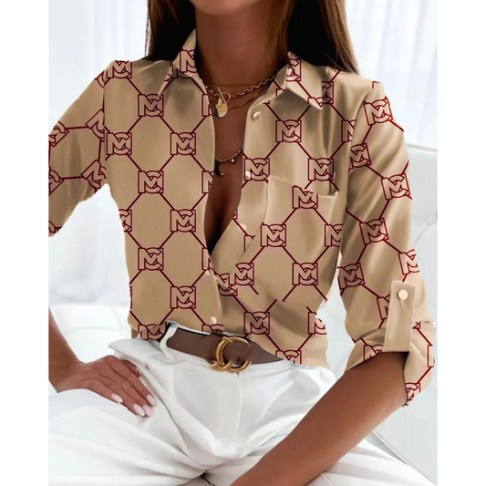 Alicja® | Elegancka bluzka damska w stylu biznesowym z nadrukiem w podszewkę