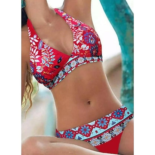 Romina | Bikini z kwiatowym nadrukiem i dekoltem w szpic