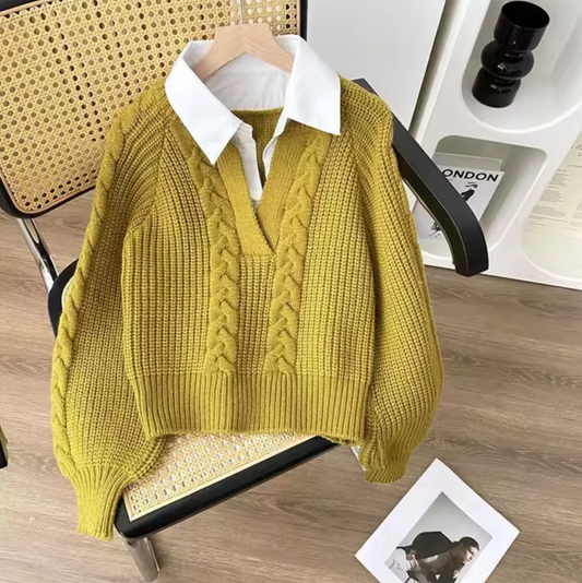 Melanie® | Dzianinowy sweter z kołnierzykiem