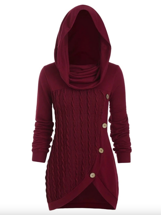 Mireia® | Zapinany na guziki sweter damski z futrzanym kołnierzem