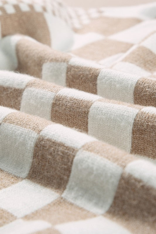 Milena® | Sweter w kratę z okrągłym dekoltem i obniżonymi ramionami