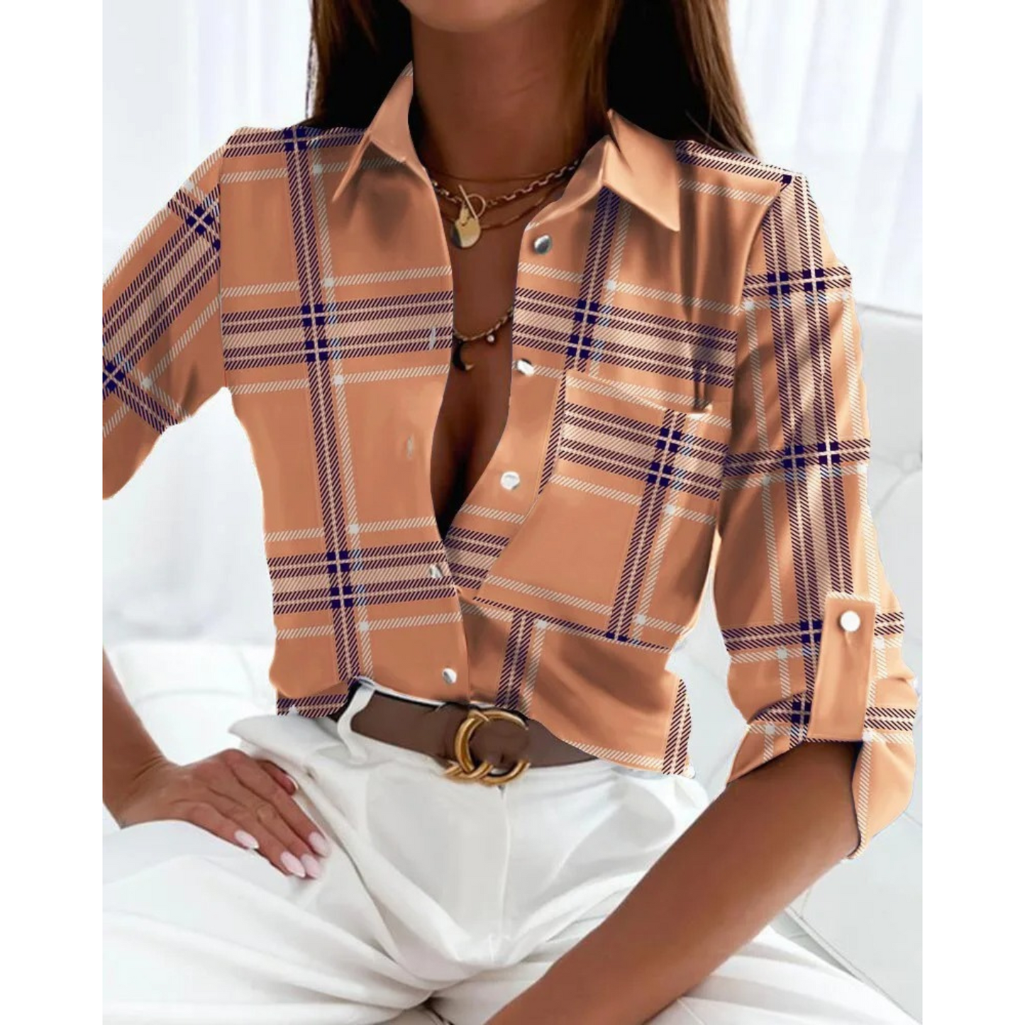 Alicja® | Elegancka bluzka damska w stylu biznesowym z nadrukiem w podszewkę