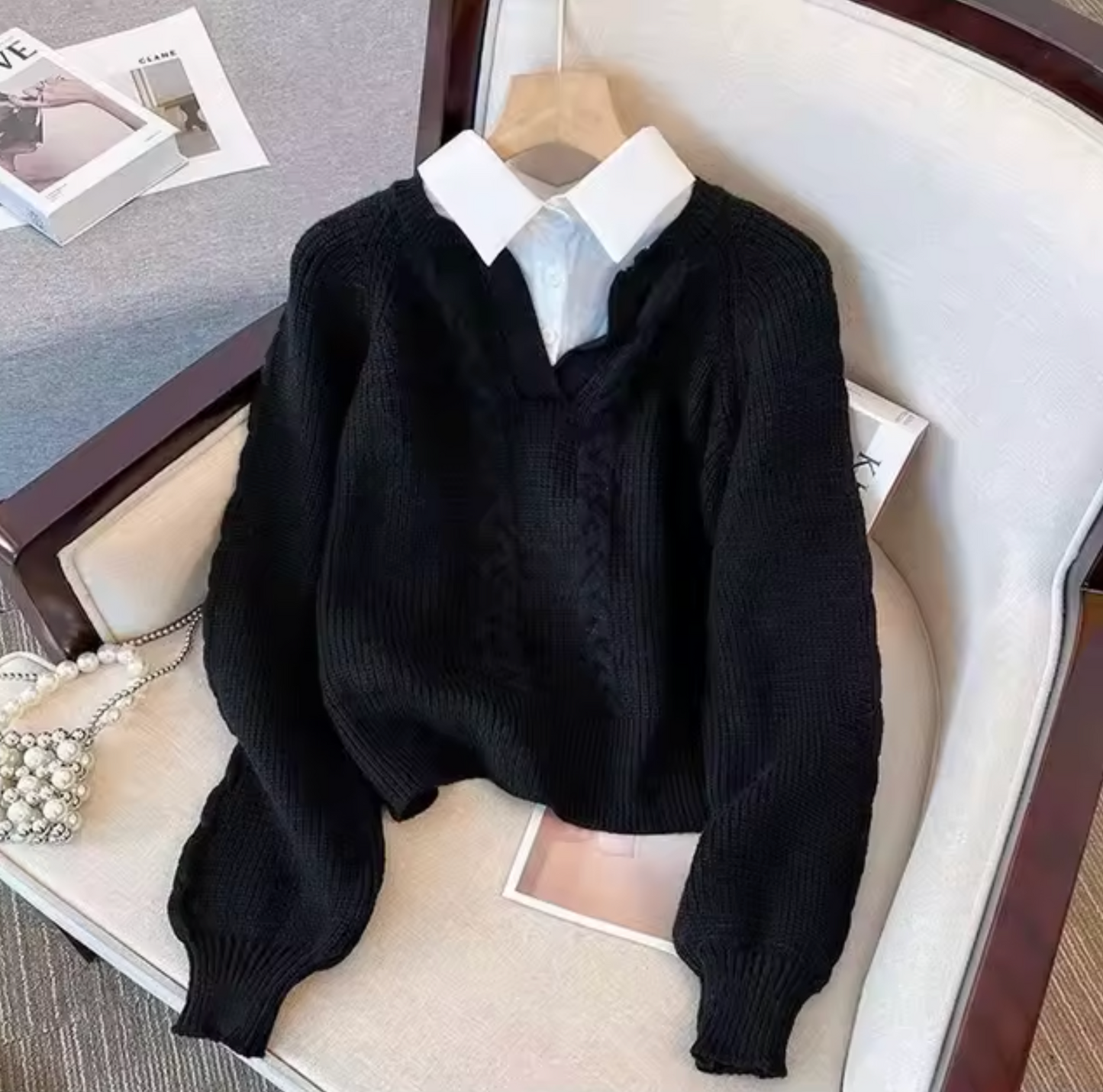 Melanie® | Dzianinowy sweter z kołnierzykiem