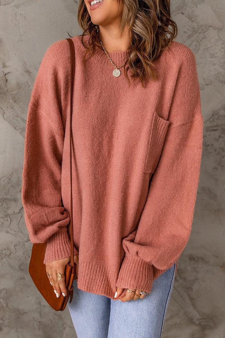 Alba® | Sweter z dzianiny z rękawami typu lampion i kieszeniami