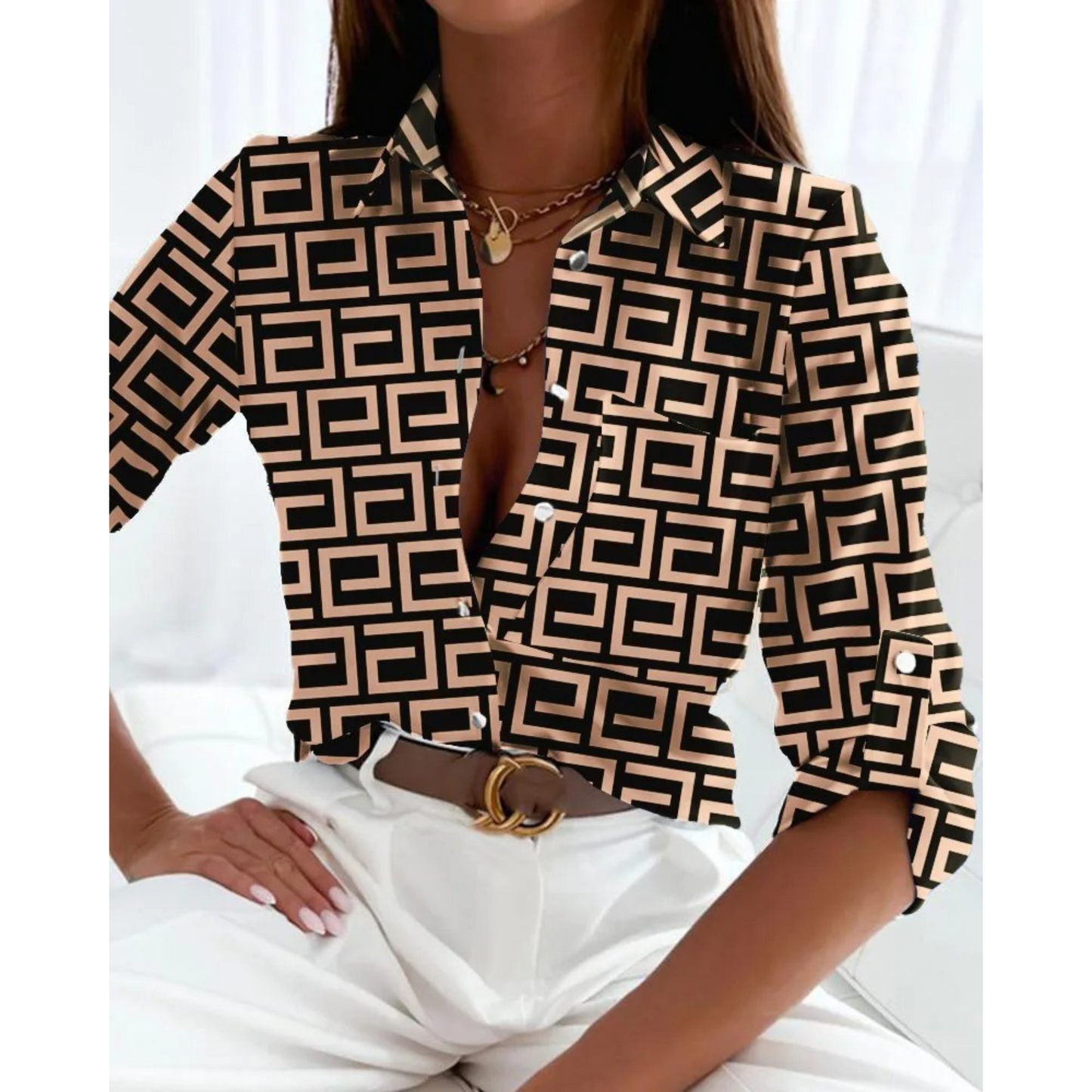 Alicja® | Elegancka bluzka damska w stylu biznesowym z nadrukiem w podszewkę