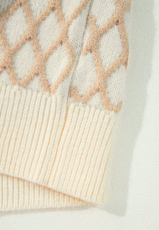 Miriam® | Sweter z długim rękawem, stójką i wzorem w romby