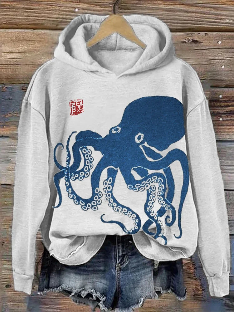 Japońska bluza z kapturem Lino Art Octopus