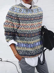 Melania® | Sweter w geometryczny wzór w stylu vintage