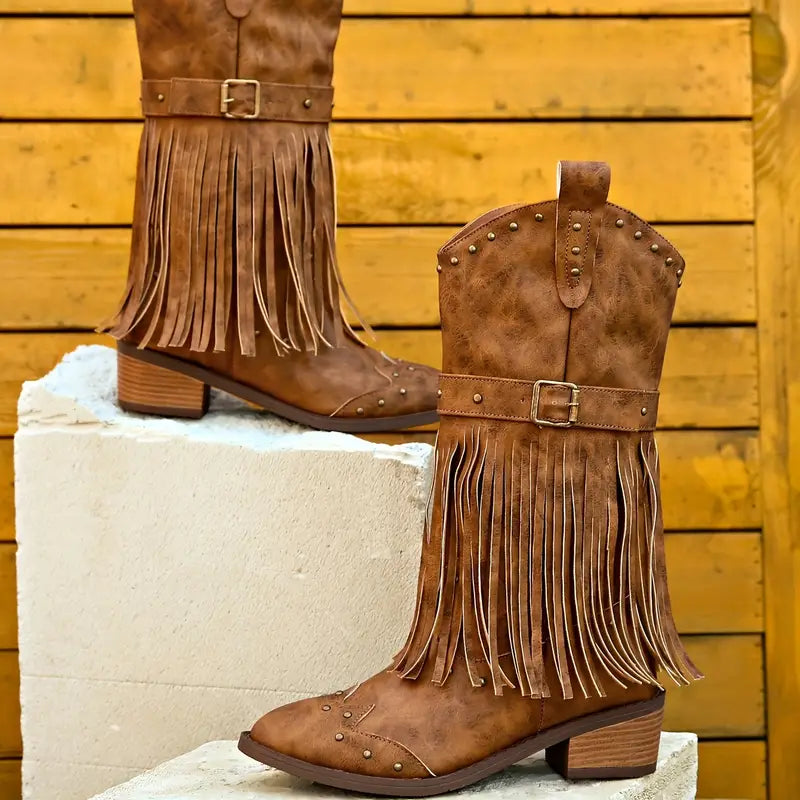 Alejandra® | Solidne kowbojskie buty na grubym obcasie