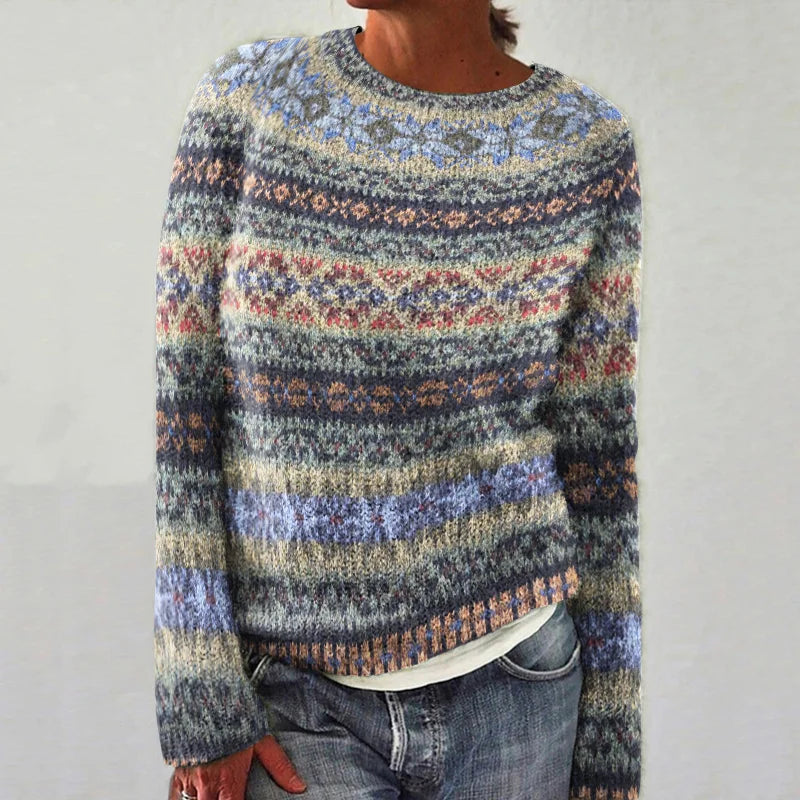 Melania® | Sweter w geometryczny wzór w stylu vintage