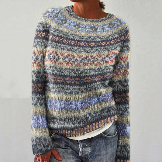 Melania® | Sweter w geometryczny wzór w stylu vintage