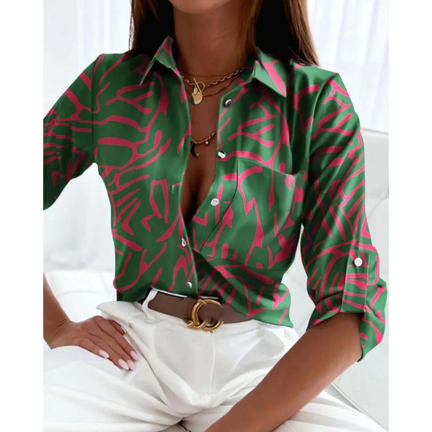Alicja® | Elegancka bluzka damska w stylu biznesowym z nadrukiem w podszewkę