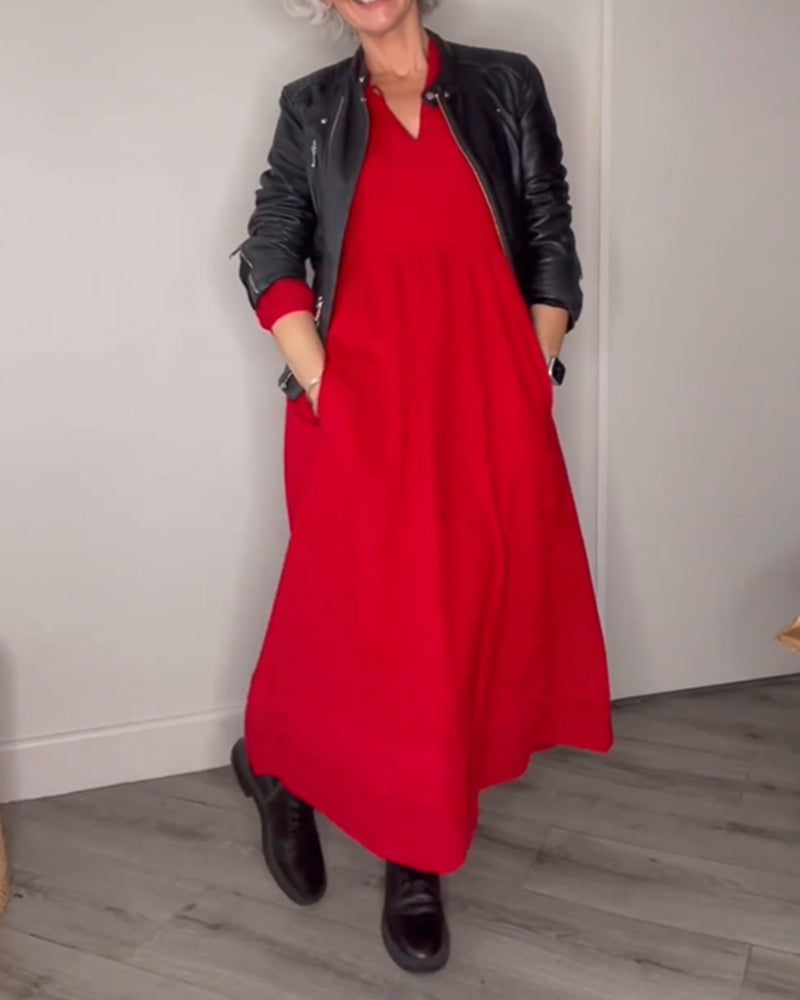 Abril® | Elegancka długa sukienka z kieszeniami