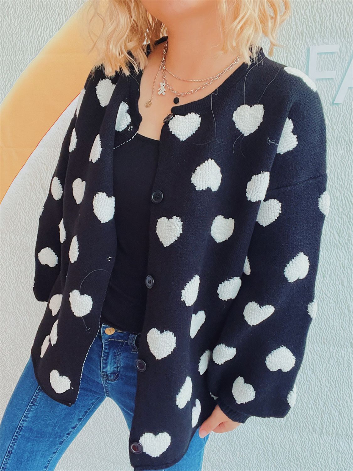Melanie® | Kardigan z długim rękawem i guzikami w kształcie serca